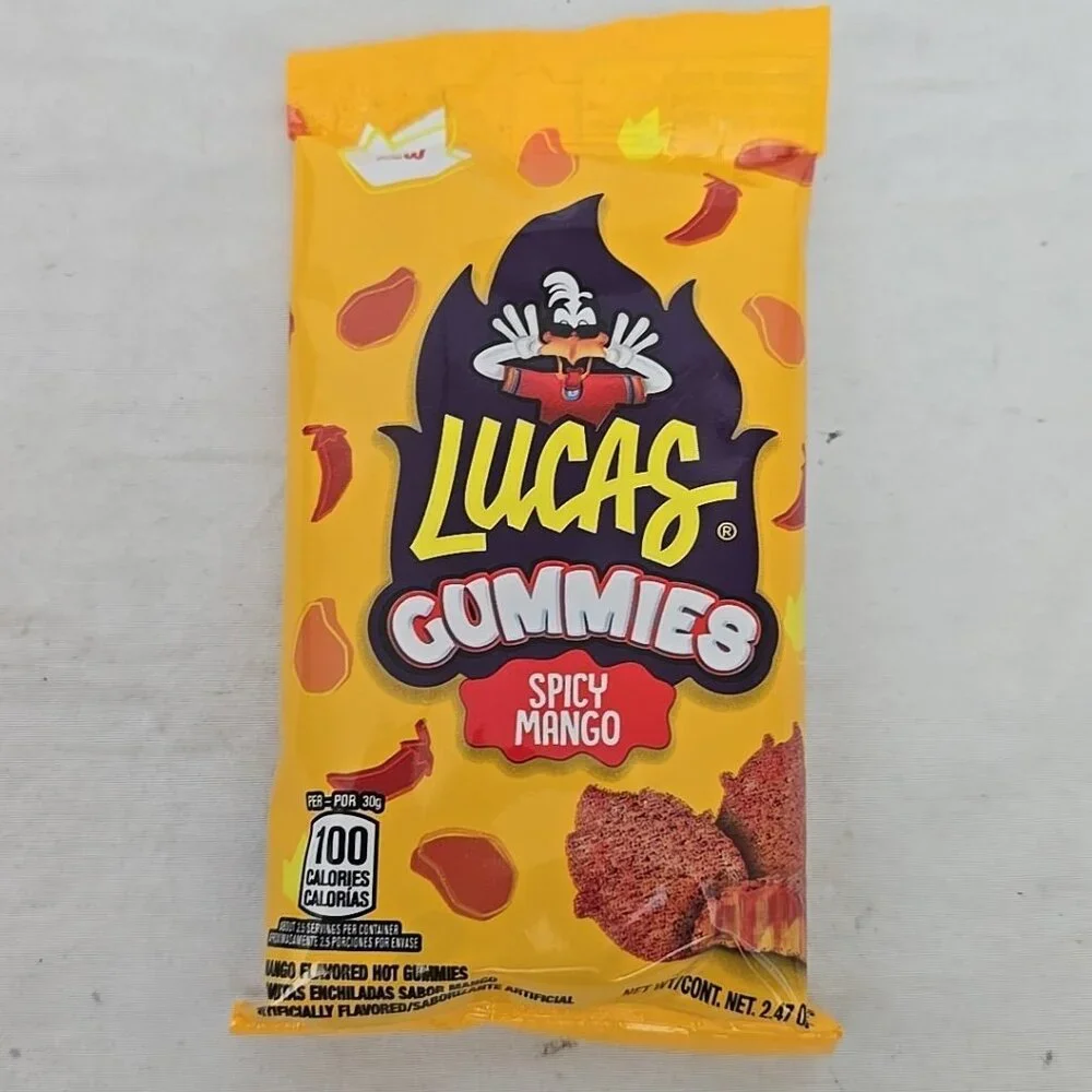Lucas Gummies Spicy Mango 12-PACK Sweet and Sour Candy Snacks 29.52 Oz